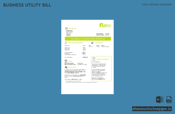 Beispiel einer Geschäftsrechnung von Flow Energy im Vereinigten Königreich (Vorschau)